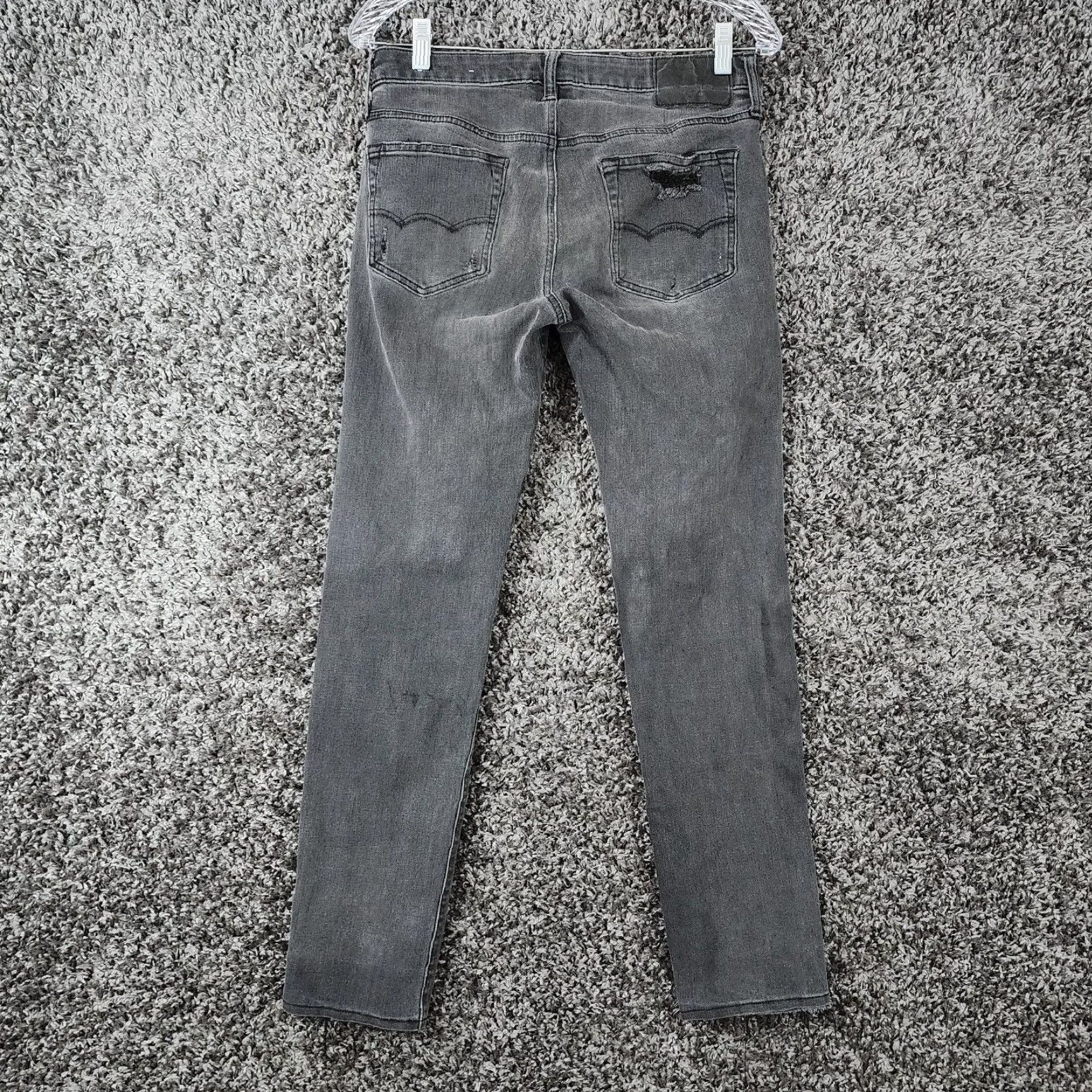 American Eagle Outfitters American Eagle Mens Distressed Skinny Gray Jeans 30x30 Extreme Flex Size US 30 / EU 46 - 6 Thumbnail