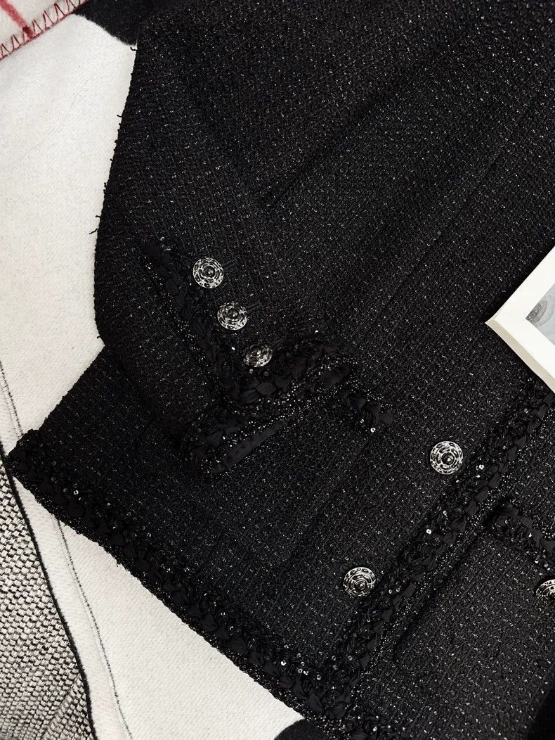 Chanel Chanel Black Classic Round Neck Woven Jacket Size S / US 4 / IT 40 - 2 Thumbnail