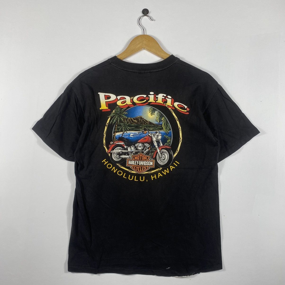 Harley Davidson Vintage 90's HARLEY DAVIDSON Motorcycles Pacific Tee Shirt Size US M / EU 48-50 / 2 - 7 Thumbnail