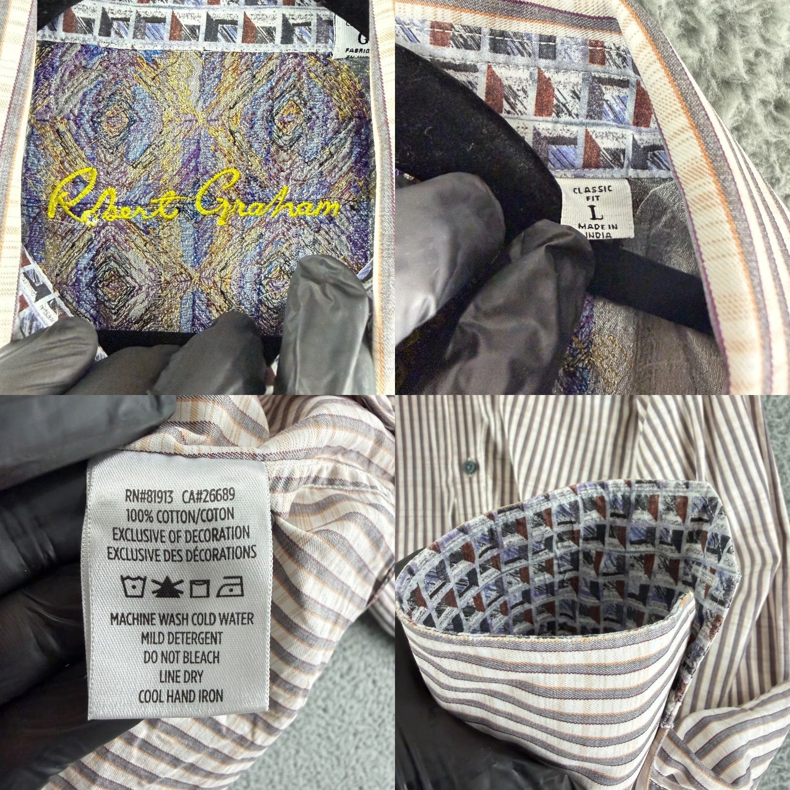 Robert Graham Robert Graham Button-Up Shirt Mens Large Gray Stripe Long Sleeve Classic Fit Size US L / EU 52-54 / 3 - 8 Thumbnail
