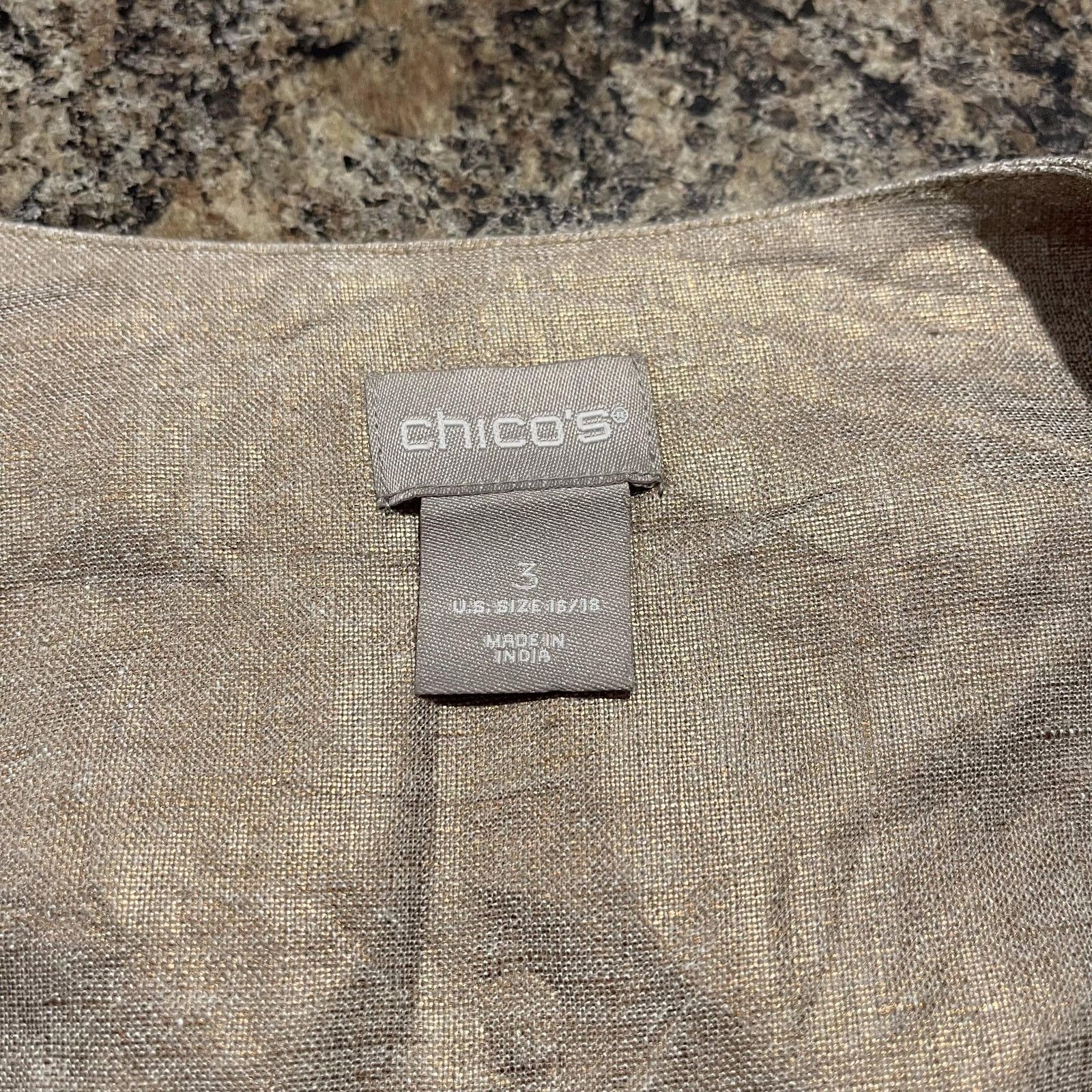 Chicos Chicos Jacket 3/4 Sleeve Foiled Linen Metallic 3 XL 16/18 Size XL / US 12-14 / IT 48-50 - 3 Thumbnail