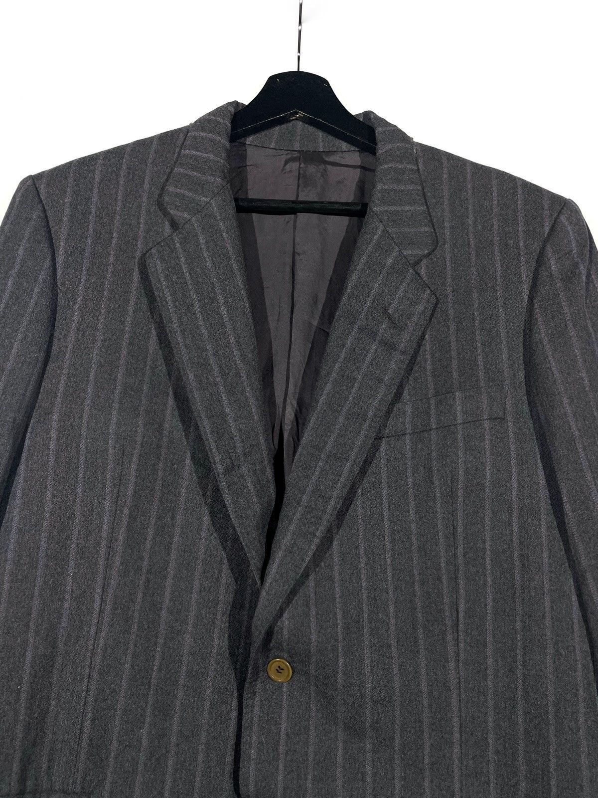 Canali × Cerruti 1881 Canali Grey Wool Stripe Vintage Blazer Size 52 1881 Cerruti Size 52R - 3 Thumbnail