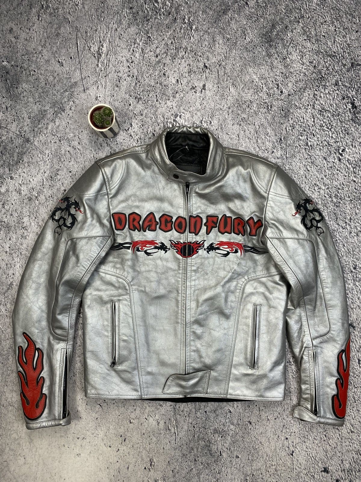 Japanese Brand × Vintage Leather Jacket Racing Dragon Streetwear USA Size US M / EU 48-50 / 2 - 2 Thumbnail