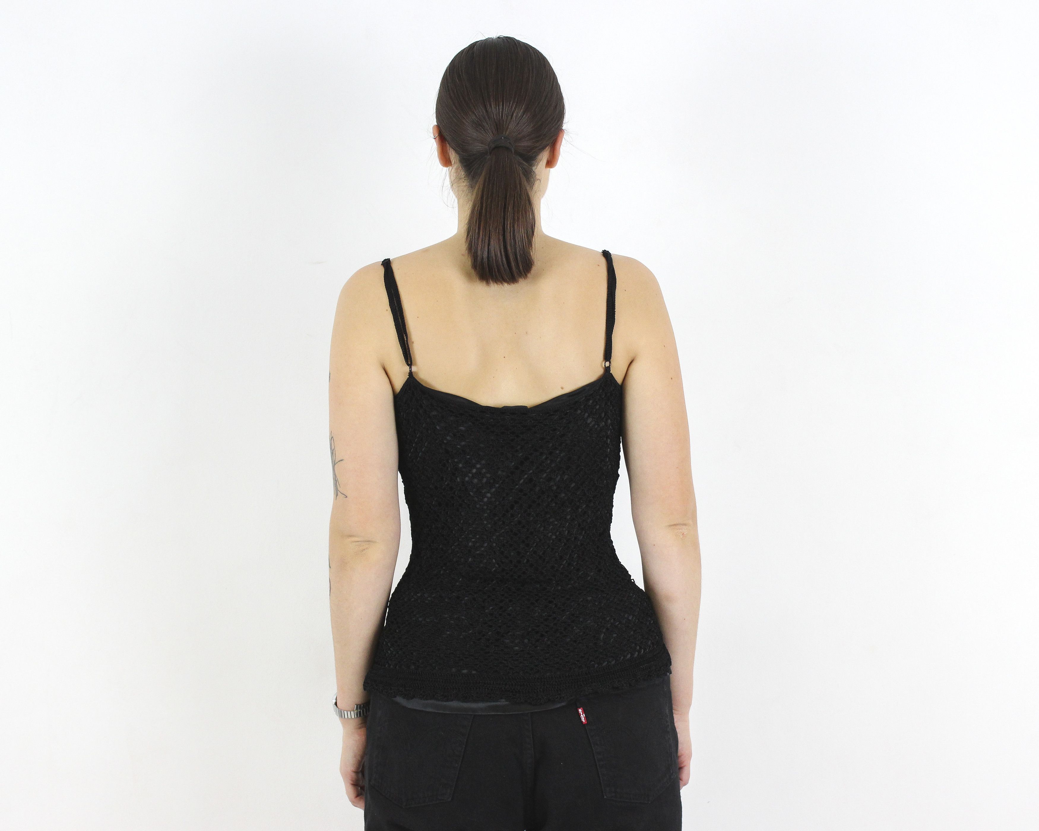 Vintage × s.Oliver Women L US 12 T-Shirt Black Strap Tee V-Neck Blouse Summer Size L / US 10 / IT 46 - 5 Thumbnail