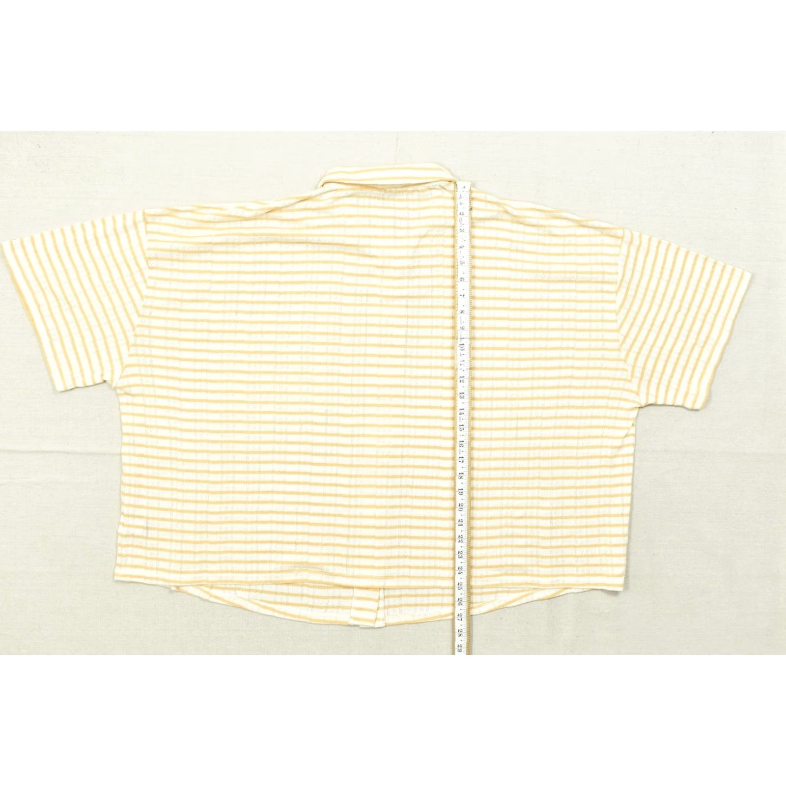 Torrid Torrid Shirt Button-Up Orange White Striped Pointelle Knit Short Sleeve Collared Button-Up Shirt Women Size 5 Plus Regular Spring Summer Casual Size S / US 4 / IT 40 - 4 Thumbnail