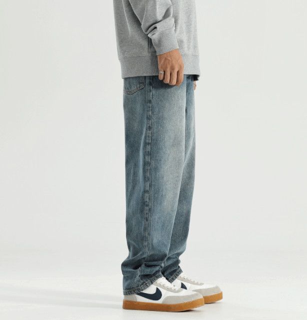 Japanese Brand American retro men's washed loose straight jeans Size US 32 / EU 48 - 3 Thumbnail