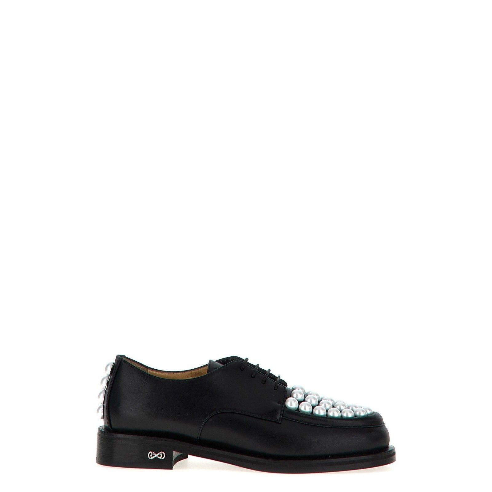 MACH & MACH Sirene White/Black Pearl Contrast Leather Lace U