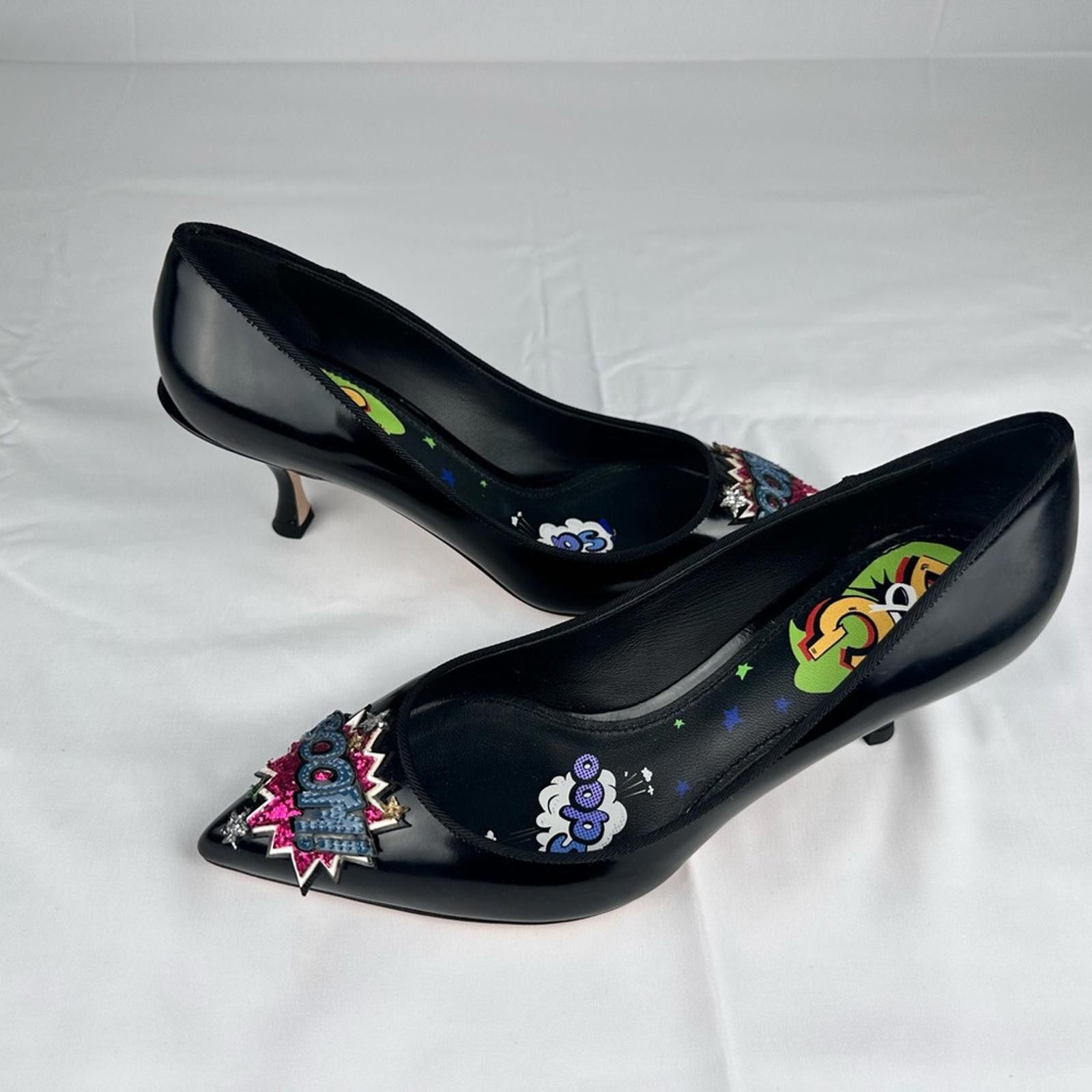 Dolce & Gabbana Comic Pop Art Appliqué Pointed Toe Pumps EU 37 New Size US 7 / IT 37 - 2 Thumbnail