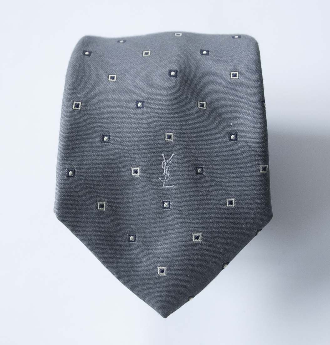 Vintage × Yves Saint Laurent Yves Saint Laurent Tie Polyester /Silk Vintage Gray Size ONE SIZE - 3 Thumbnail