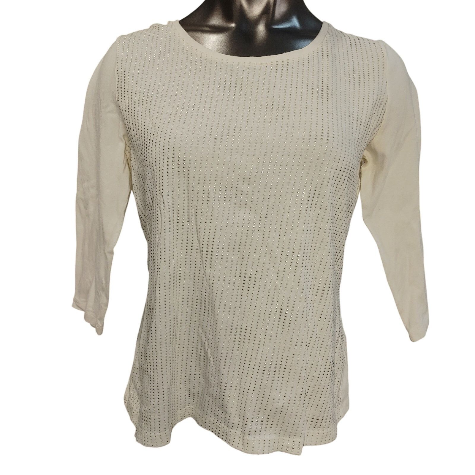 Other Zenergy Chicos Women 1 White/Silver Bedazzled LongSleeve Top Size M / US 6-8 / IT 42-44 - 1 Thumbnail