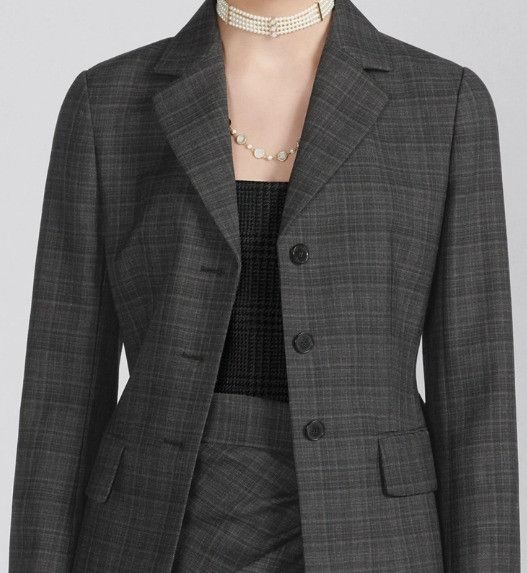 Dior o1w1db10824 Checked Fitted Jacket in Gray Size M / US 6-8 / IT 42-44 - 7 Thumbnail