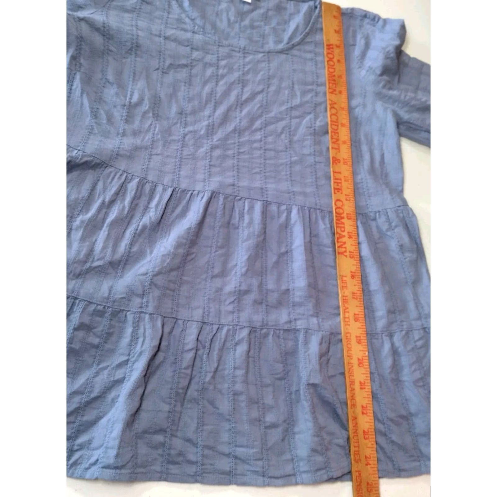 J. Jill J. Jill Blouse Women XS Blue Lightweight Woven Cotton Tiered Long Sleeve Pullover Regular Fit Shirt/Blouse Size XS / US 0-2 / IT 36-38 - 4 Thumbnail