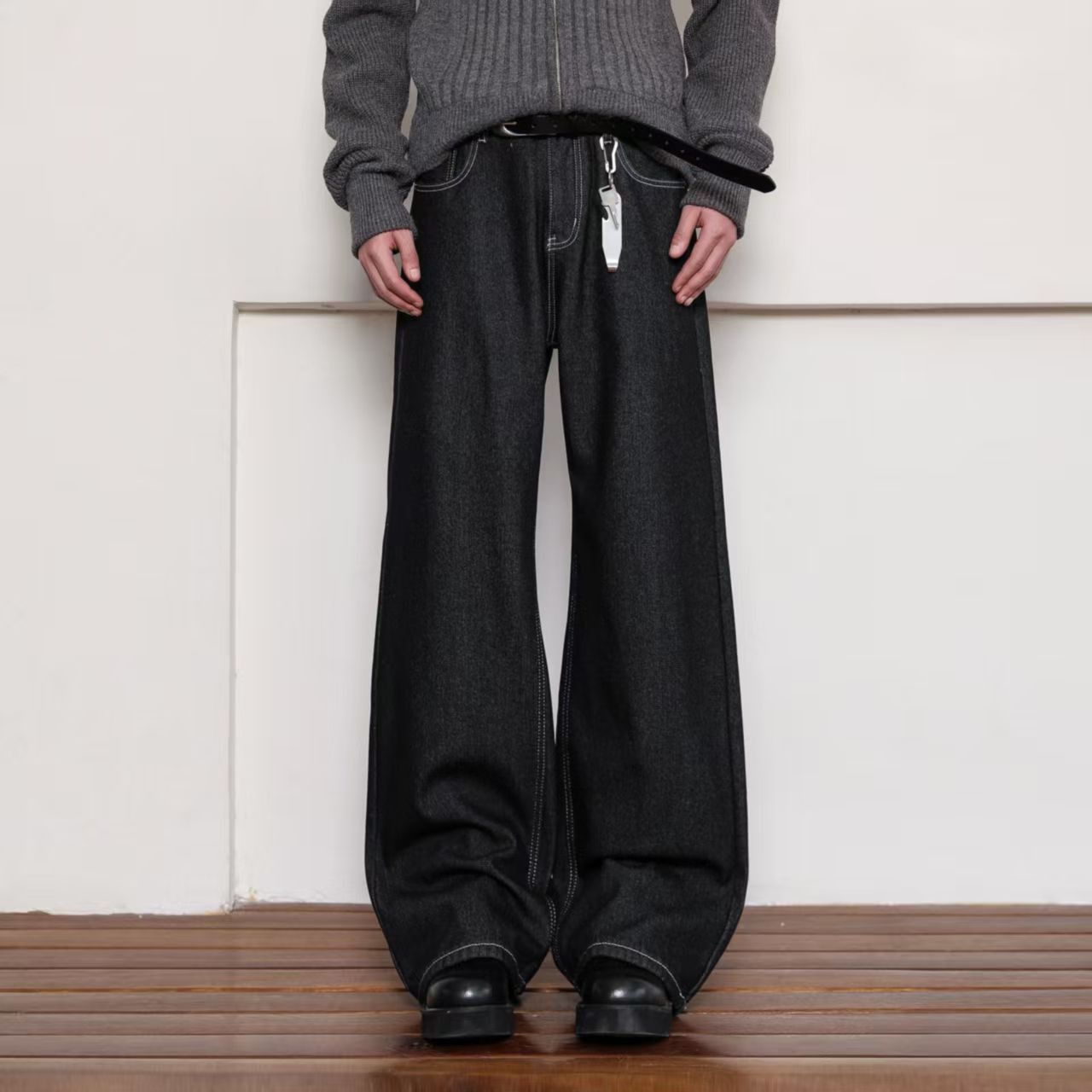 Jean Black men's loose straight cargo jeans y2k Size US 32 / EU 48 - 1 Thumbnail