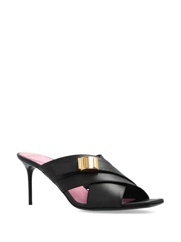 Balmain o1s1wg111225 Crossover 75mm Leather Mules in Black Size US 8 / IT 38 - 2 Thumbnail