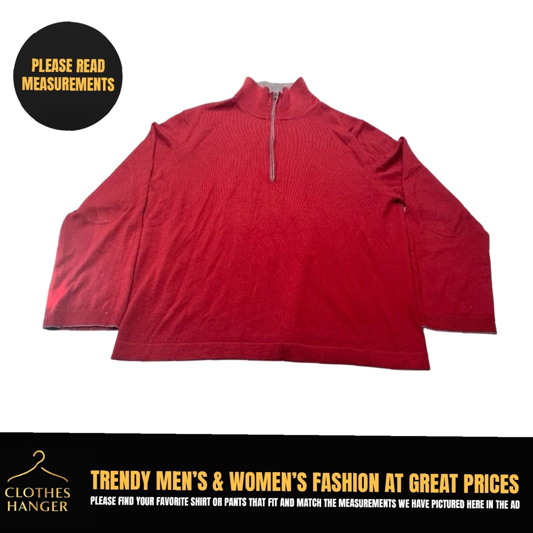 Banana Republic Banana Republic Mens XL 100% Merino Wool Red 1/4 Zip Pullover Sweater 8273 Size US XL / EU 56 / 4 - 2 Thumbnail