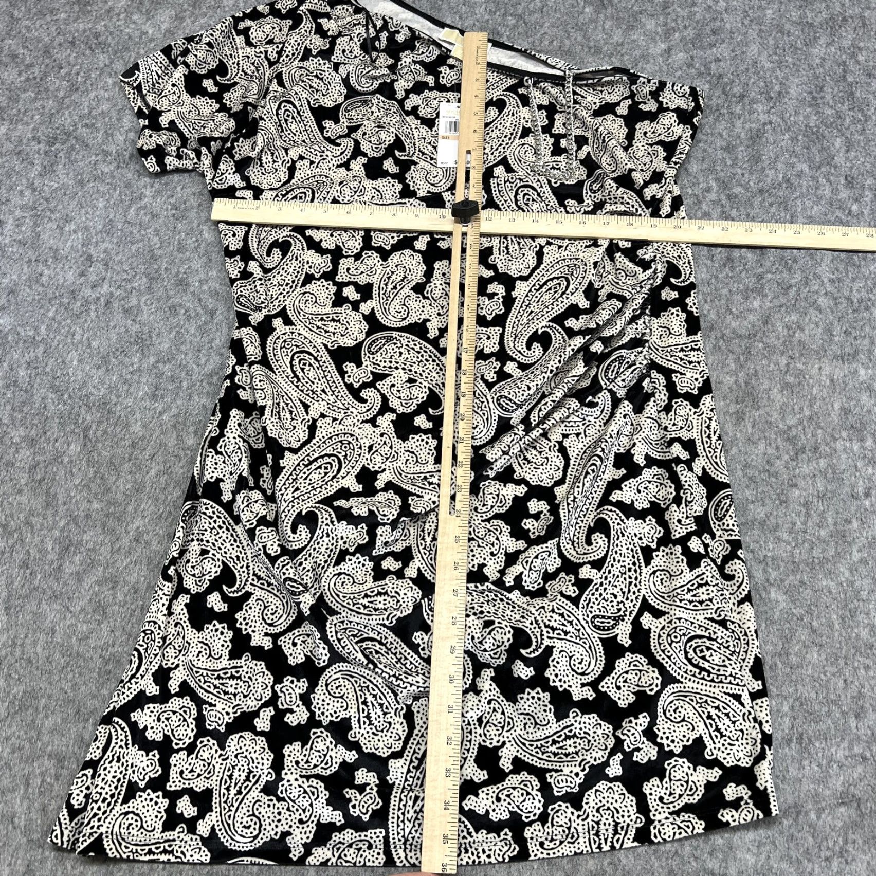 Vintage Michael Michael Kors Dress Womens 2X Black Paisley Ruched Jersey Sheath Short Size XXL / US 16-18 / IT 52-54 - 6 Thumbnail