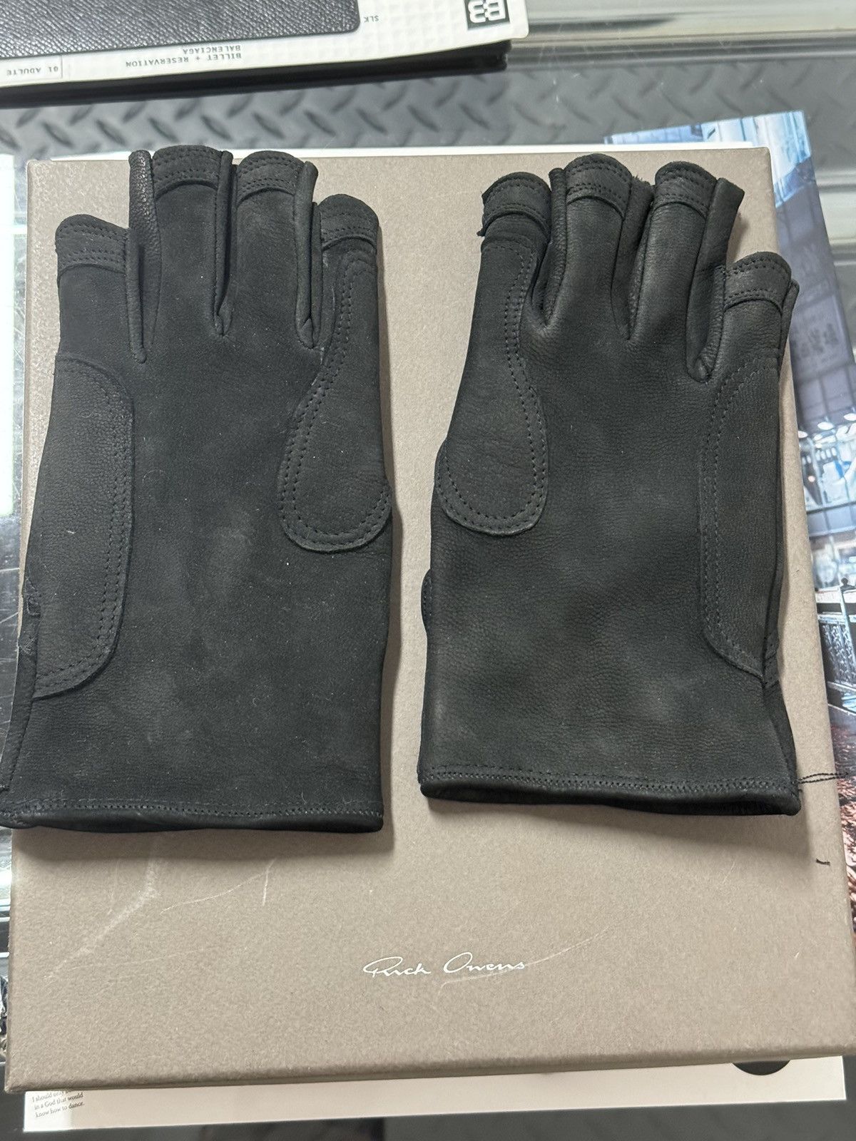 Pre-owned Rick Owens X Rick Owens Drkshdw Ss14 Vicious Fingerless Leather Gloves In Black