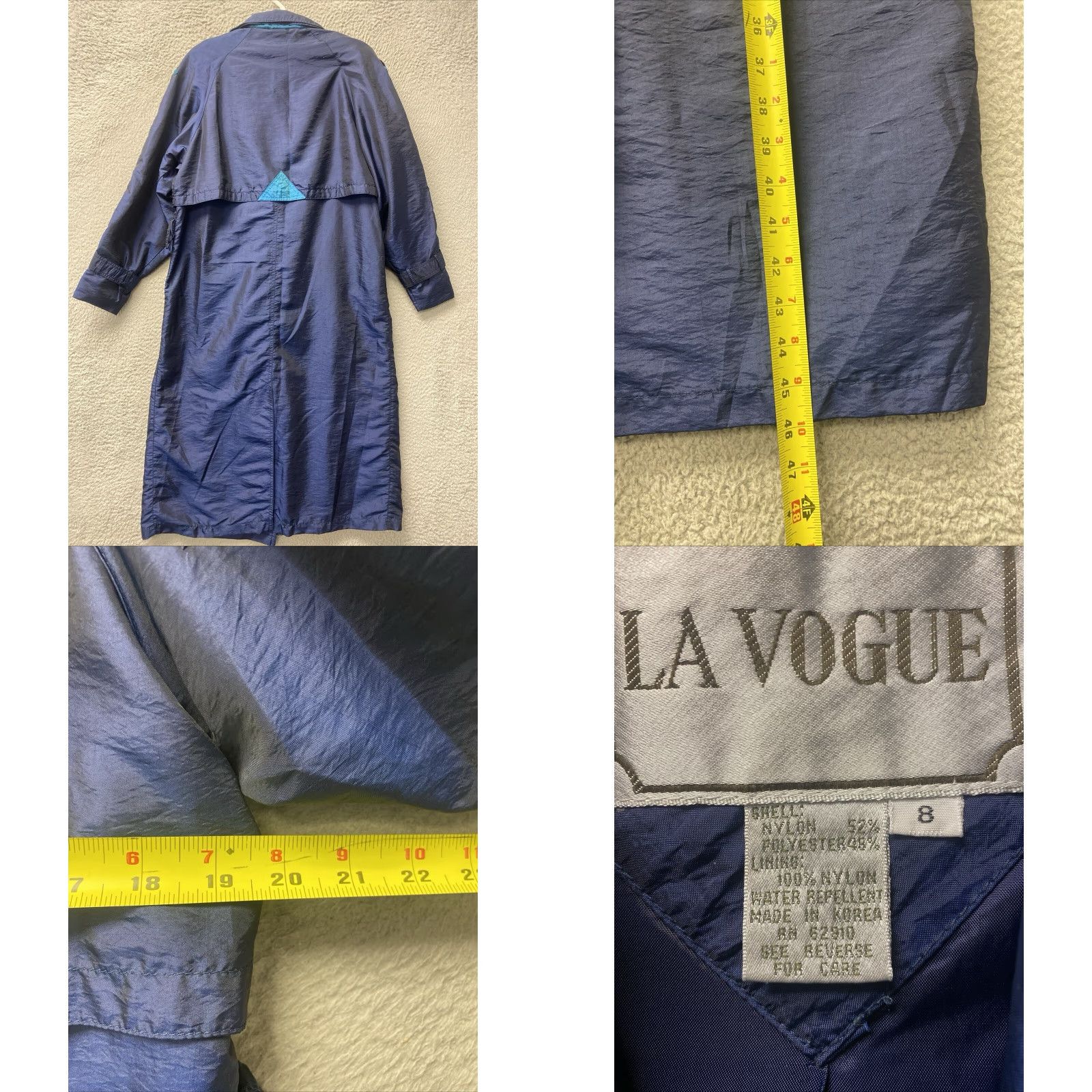 Vogue LA VOGUE Women’s Size 8 Trench Coat Full Length Fashion Light Night Blue /64-56 Size M / US 6-8 / IT 42-44 - 8 Thumbnail