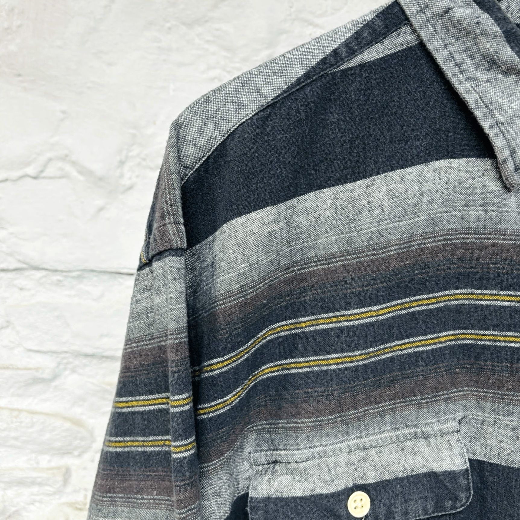VINTAGE Polo Ralph Lauren Shirt Whitfield Striped Black Cotton 90s