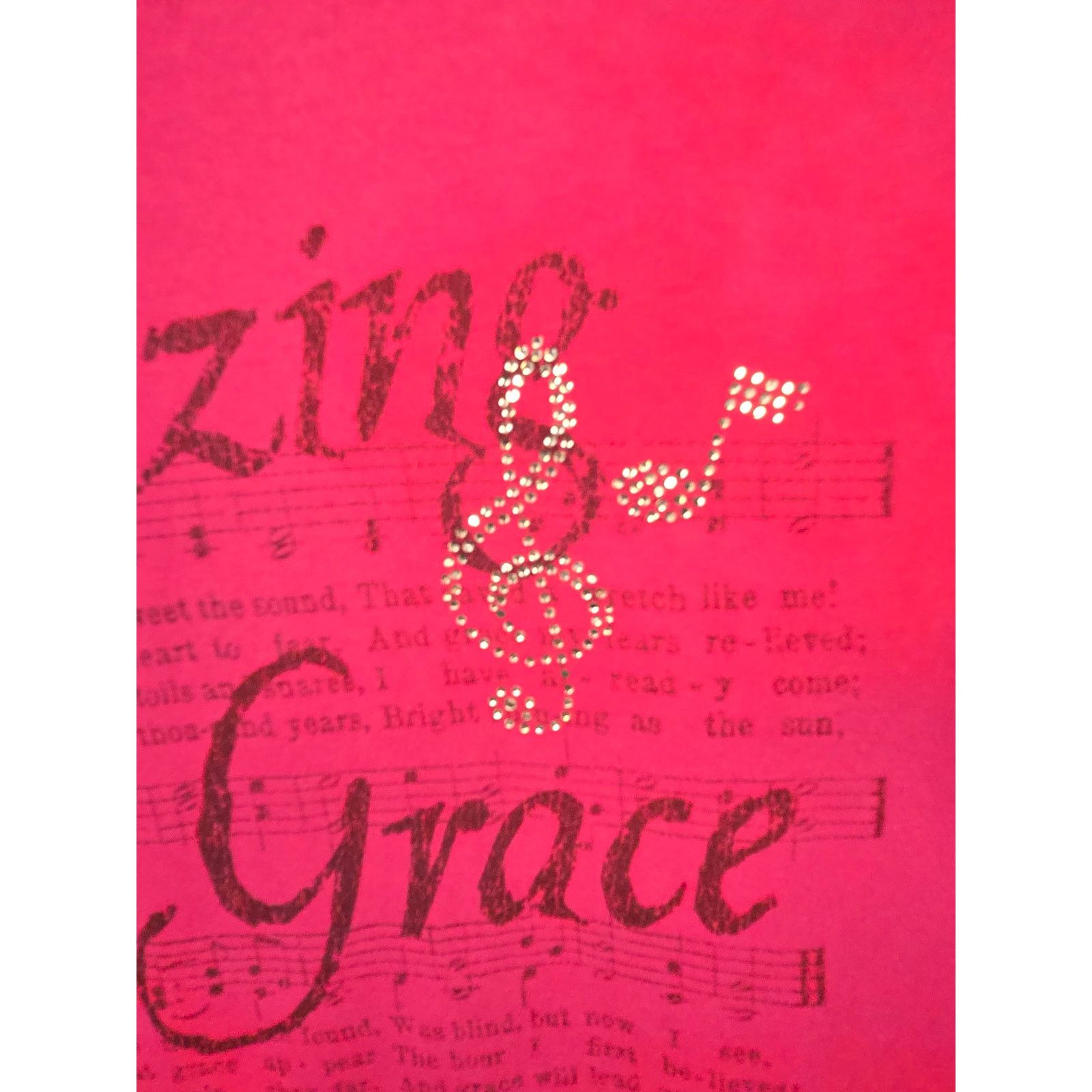 Gildan Amazing Grace Shirt Christian Gospel Rhinestone Pink S Tee Size S / US 4 / IT 40 - 5 Thumbnail