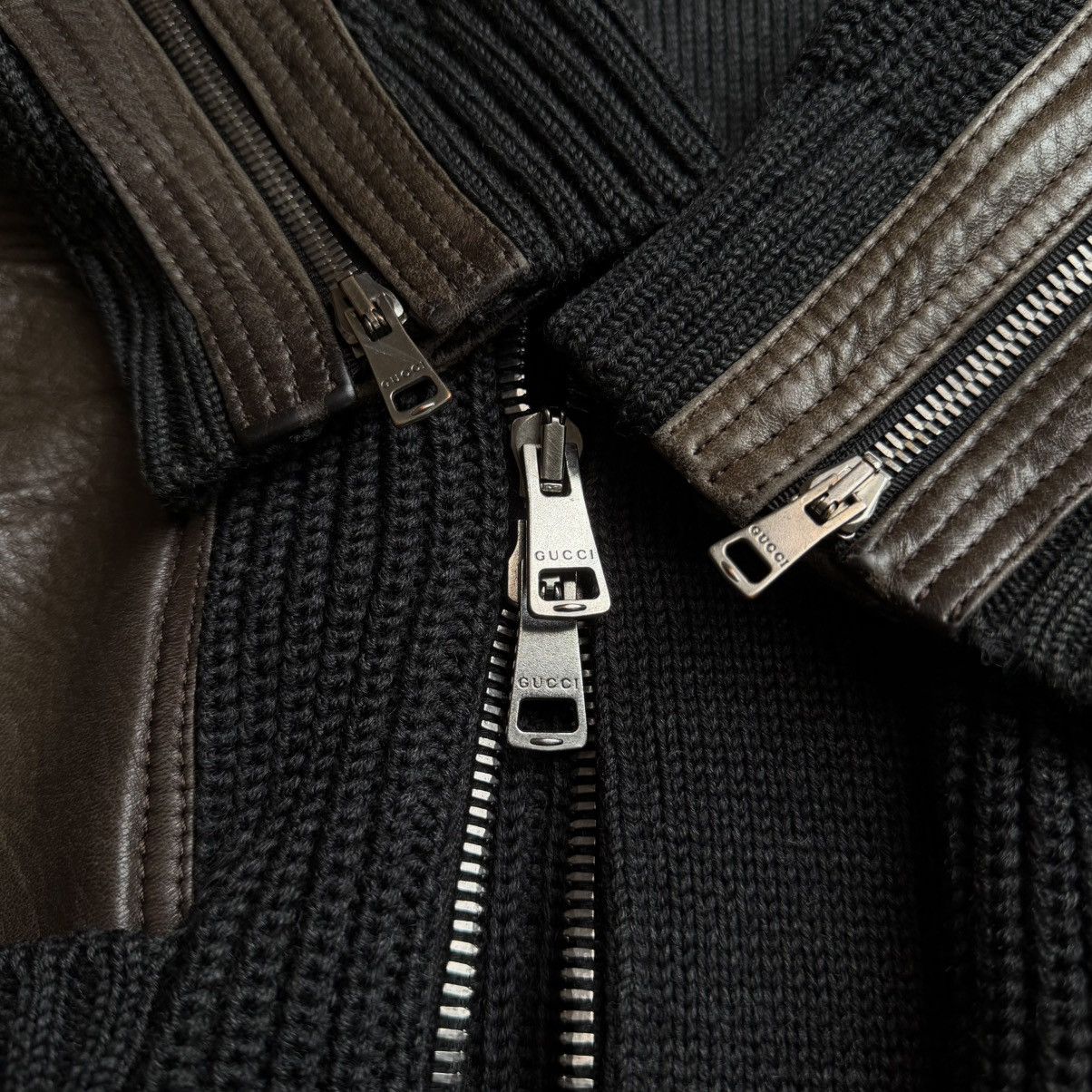 Gucci by Tom Ford AW2003 Leather Panel Trim Drivers Knit Jacket Size US S / EU 44-46 / 1 - 5 Thumbnail