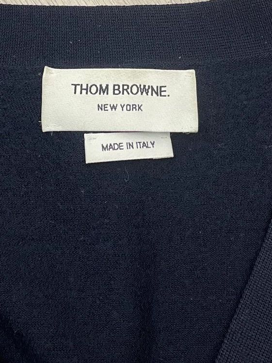 Thom Browne Thom browne Dark blue four-striped wool cardigan 2504-Nexta Size US S / EU 44-46 / 1 - 5 Thumbnail
