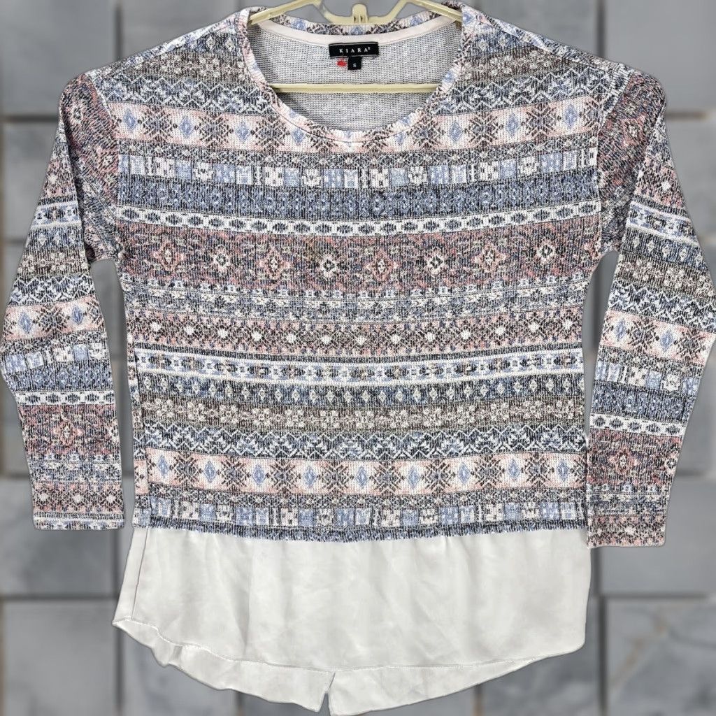 Vintage kiara Blouse Women S Blue Pink Layered Look Preppy Academia Retro Y2K Coquette Sl One Word: Blouse? Wait Size S / US 4 / IT 40 - 1 Thumbnail