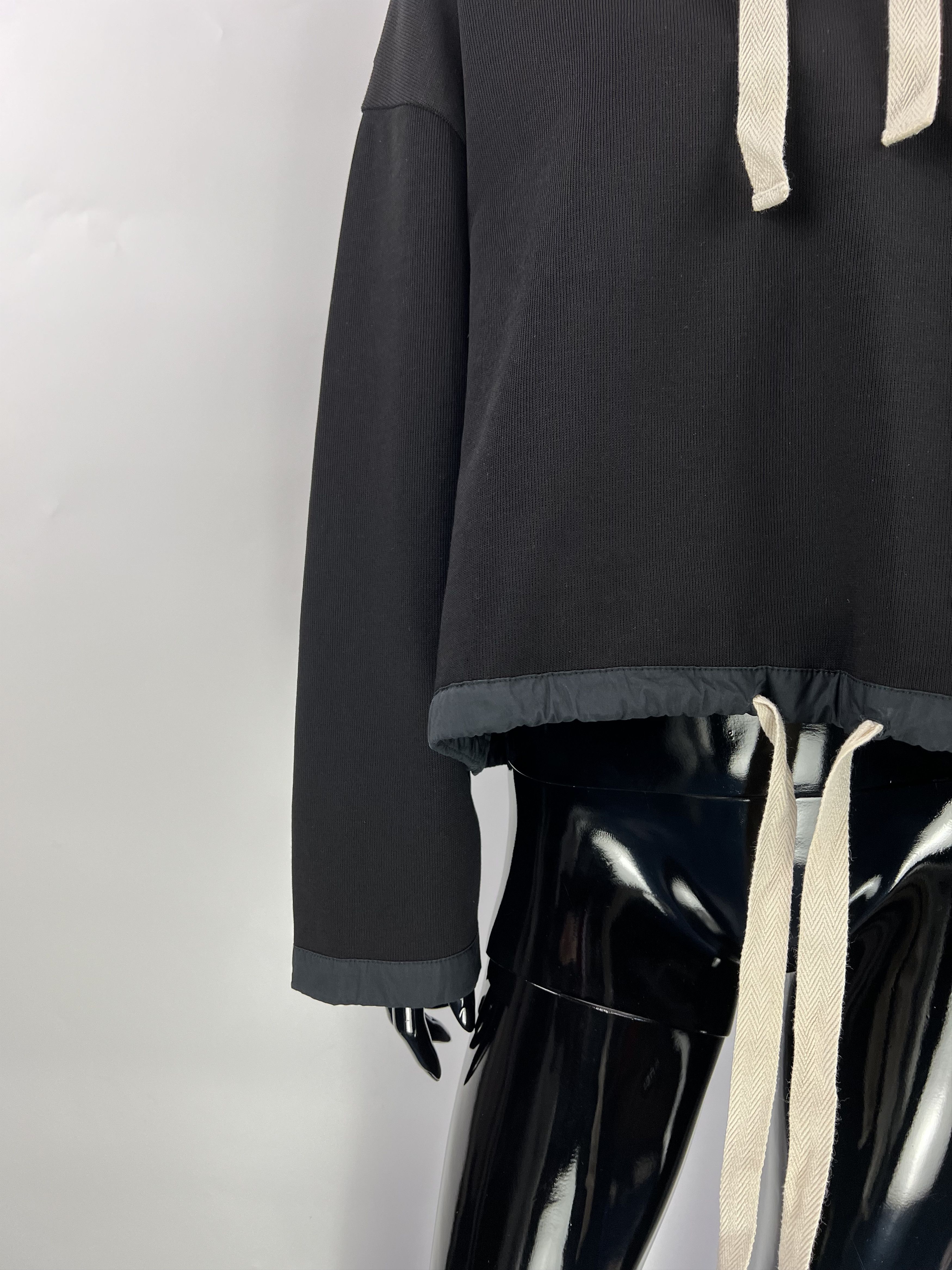 Jil Sander Jil Sander Black Cotton Cropped Hoodie Oversized Size XS / US 0-2 / IT 36-38 - 10 Thumbnail