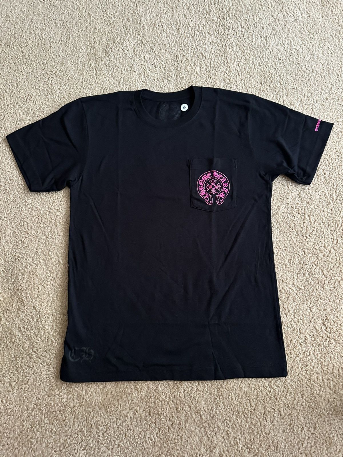 Chrome Hearts Chrome Hearts Neon Pink Stripe Logo Tee | Grailed