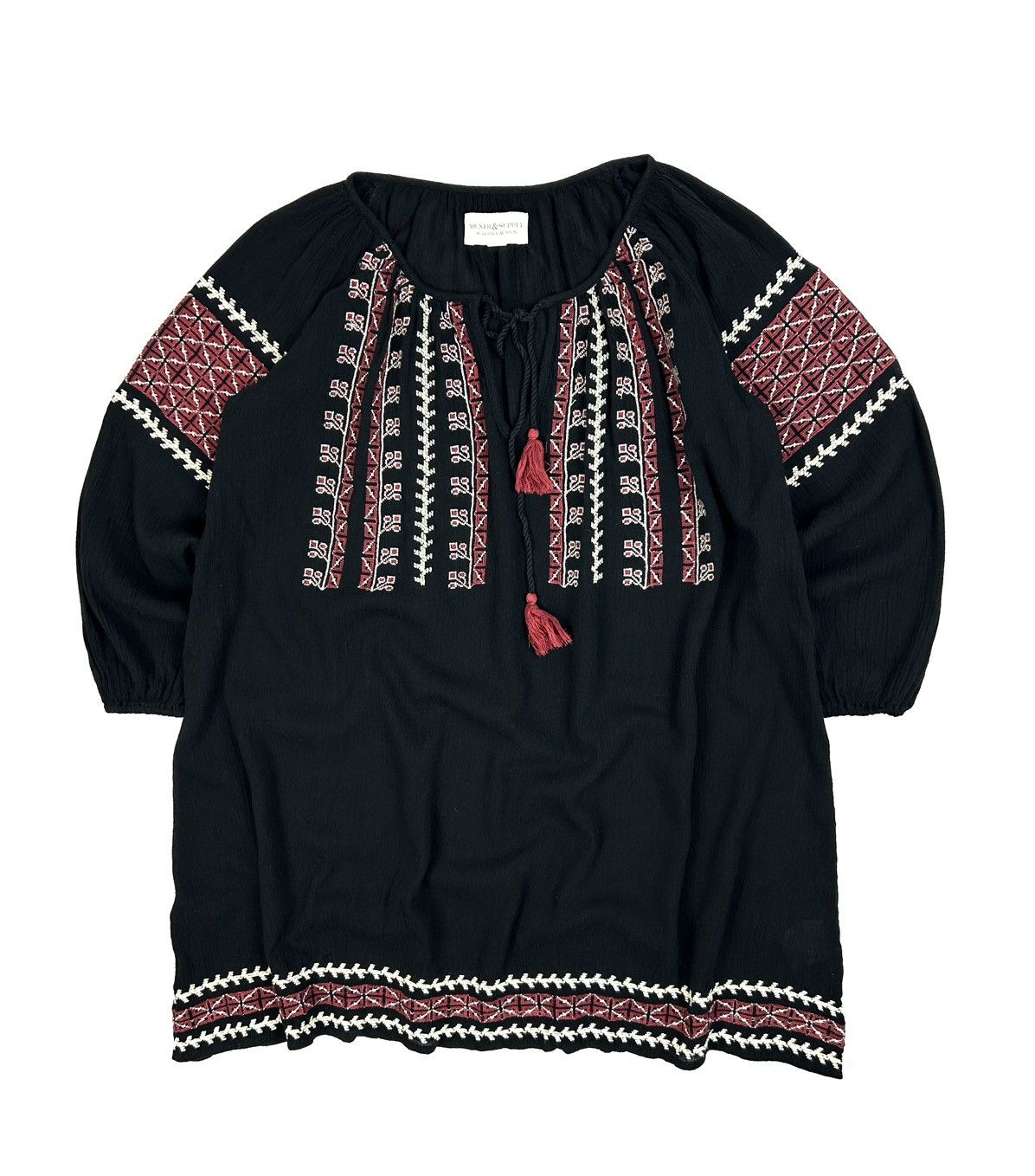 Denim & Supply Ralph Lauren Rare Ralph Lauren Denim Supply Blouse Black Embroidery Boho Size XXS / US 00 / IT 34 - 1 Thumbnail