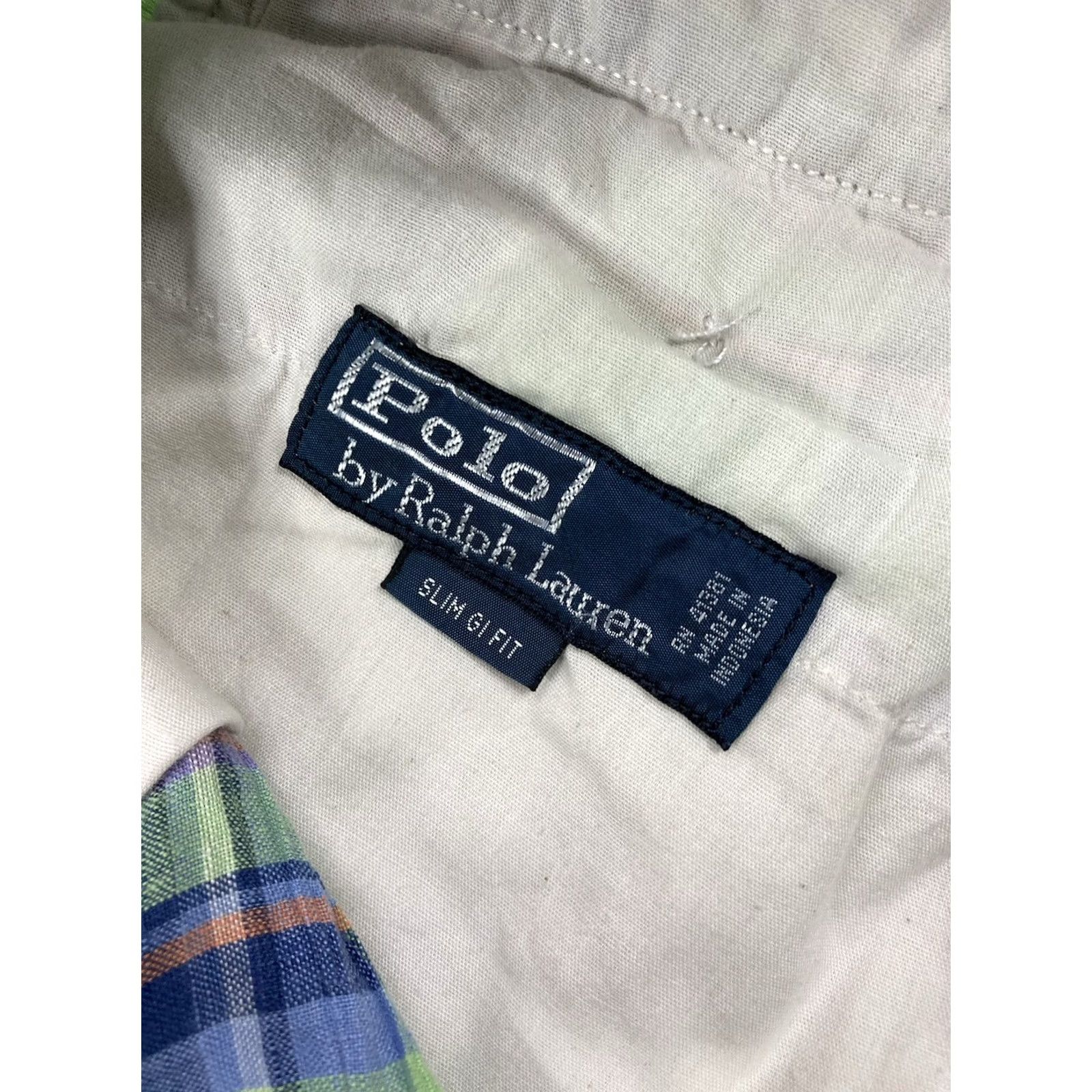 Polo Ralph Lauren VINTAGE Polo Ralph Lauren Shorts Men Slim GI Fit 40 Tall Plaid Linen Blue Green 5-Pocket Chino Casual Size US L / EU 52-54 / 3 - 5 Thumbnail