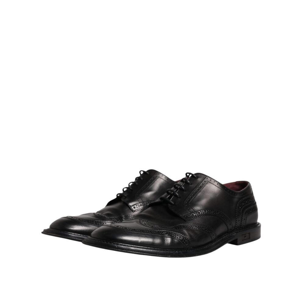 Dolce & Gabbana Dolce & Gabbana Black Leather Derby Wingtip Formal Shoes Size US 11 / EU 44 - 4 Thumbnail