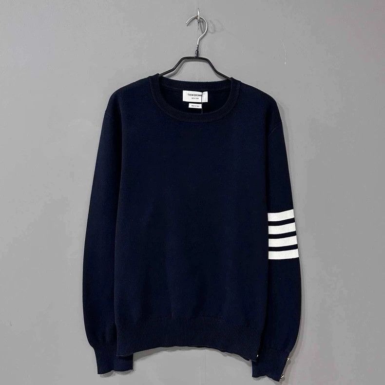 Thom Browne Thom Browne Dark blue four-bar knitted sweater 2505-Nextarr Size US XXL / EU 58 / 5 - 1 Thumbnail