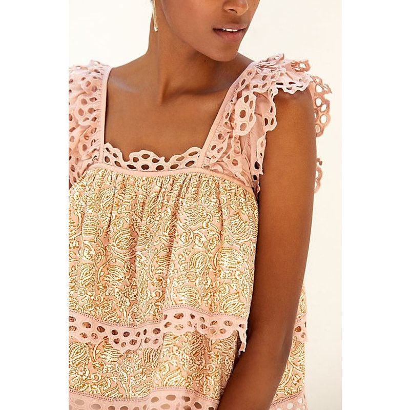 Anthropologie New Anthropologie Let Me Be Eyelet Tiered Swing Top $110 Size S / US 4 / IT 40 - 2 Thumbnail