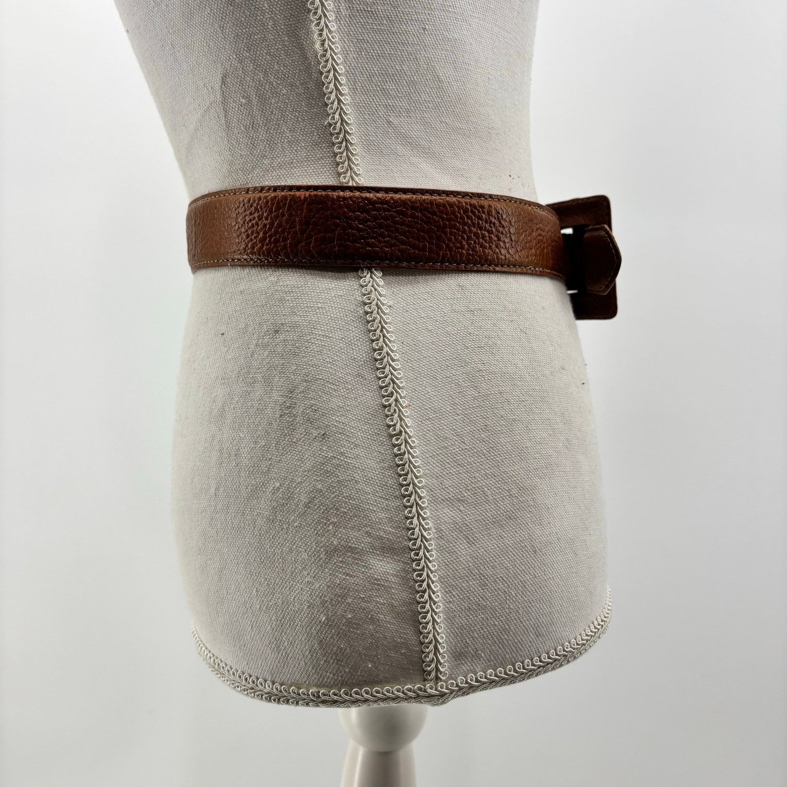Esprit Esprit 90s Womens Size M Belt Leather Brown Glam Loop Fold Size ONE SIZE - 3 Thumbnail