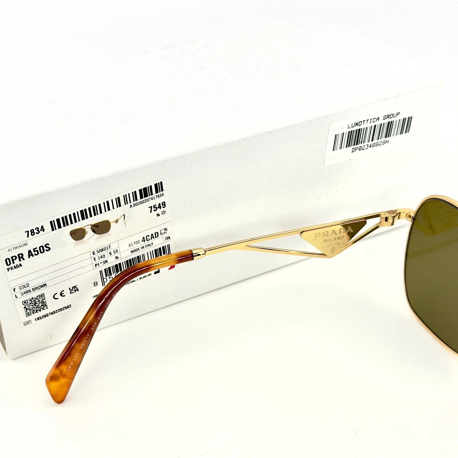 Prada PRADA A50 TAMPO Gold Brown Classic Triangle Logo PRA50S Size ONE SIZE - 6 Thumbnail