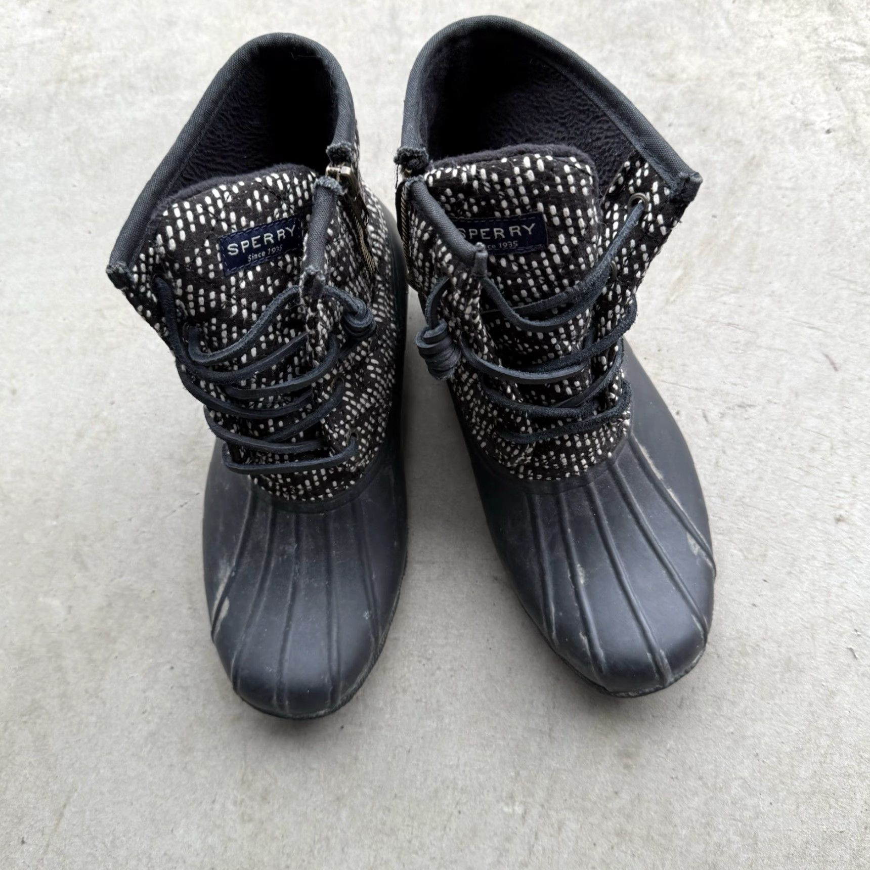 Sperry VINTAGE SPERRY Top-Sider Saltwater Duck Boots Tribal Black/White Women’s 6.5 Waterproof Rubber Snow Boot Women Size US 7 / IT 37 - 4 Thumbnail