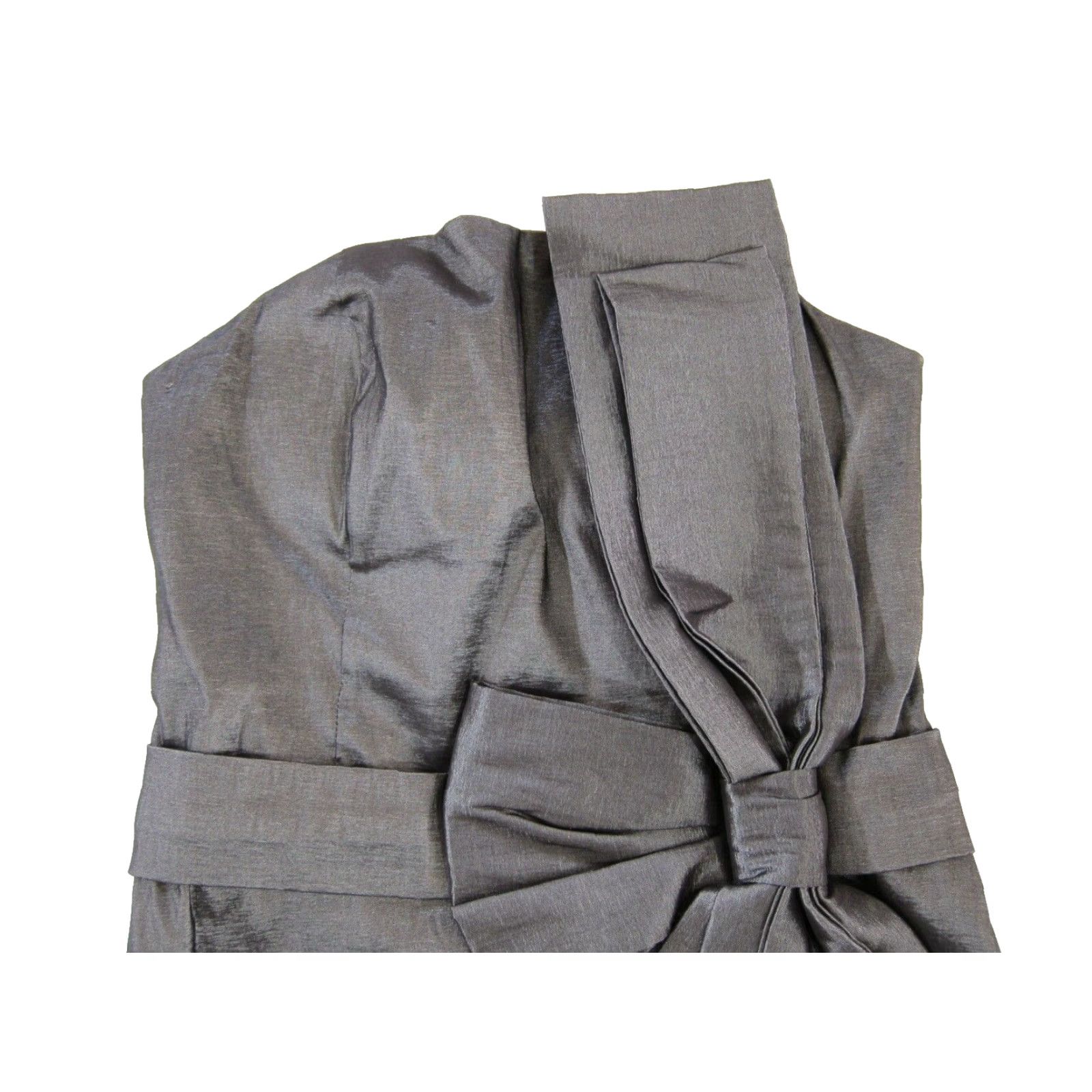 Vintage Twentyone Grey Metallic Silver Stretch Dress Cocktail Prom Midi Medium Size M / US 6-8 / IT 42-44 - 3 Thumbnail