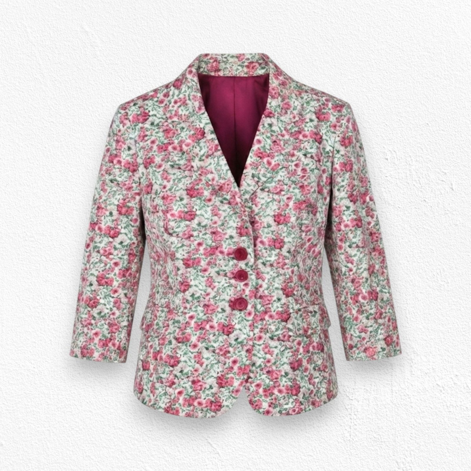Other Pink Floral V Neck Blazer Jacket Size 6P Size M / US 6-8 / IT 42-44 - 1 Thumbnail