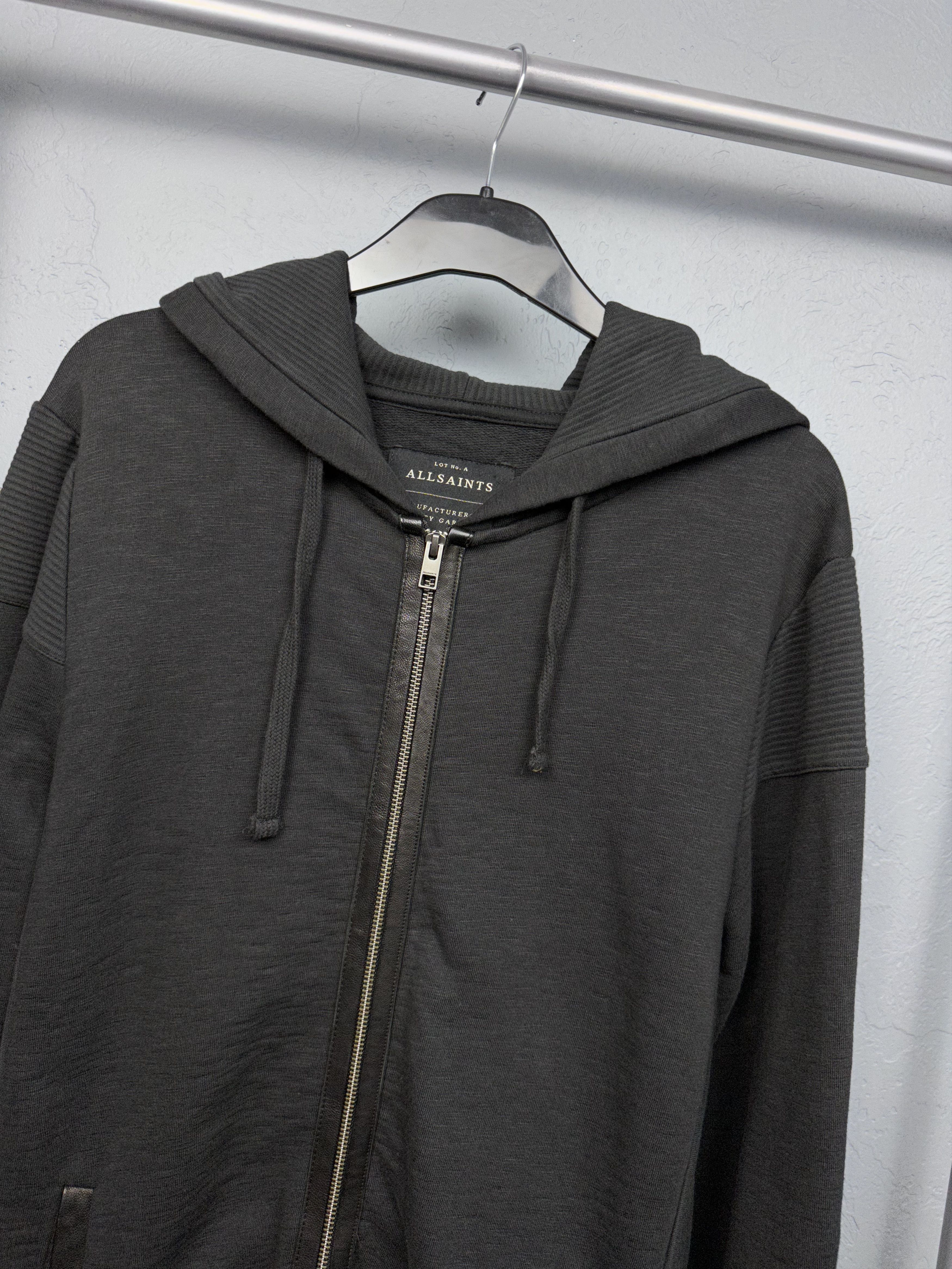 Allsaints Allsaints Mens Osman Cotton-Leather Zip Hoody Size US M / EU 48-50 / 2 - 2 Thumbnail