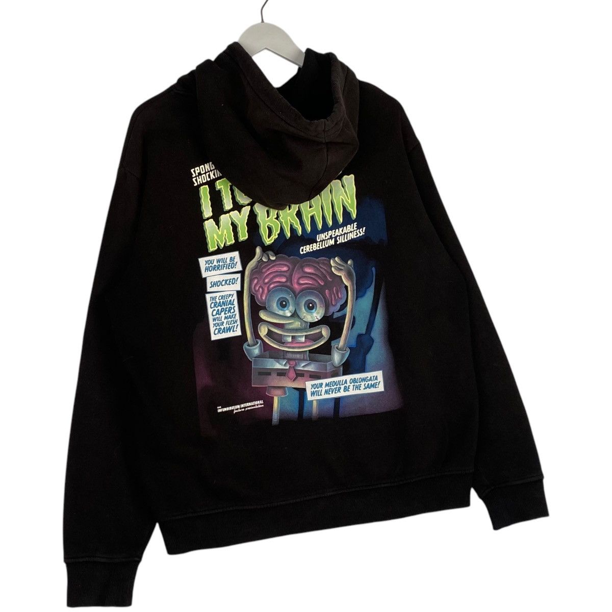 Designer × Vintage Vintage SpongeBob Hoodie Big Logo Printed Sweater Black Size US L / EU 52-54 / 3 - 9 Thumbnail