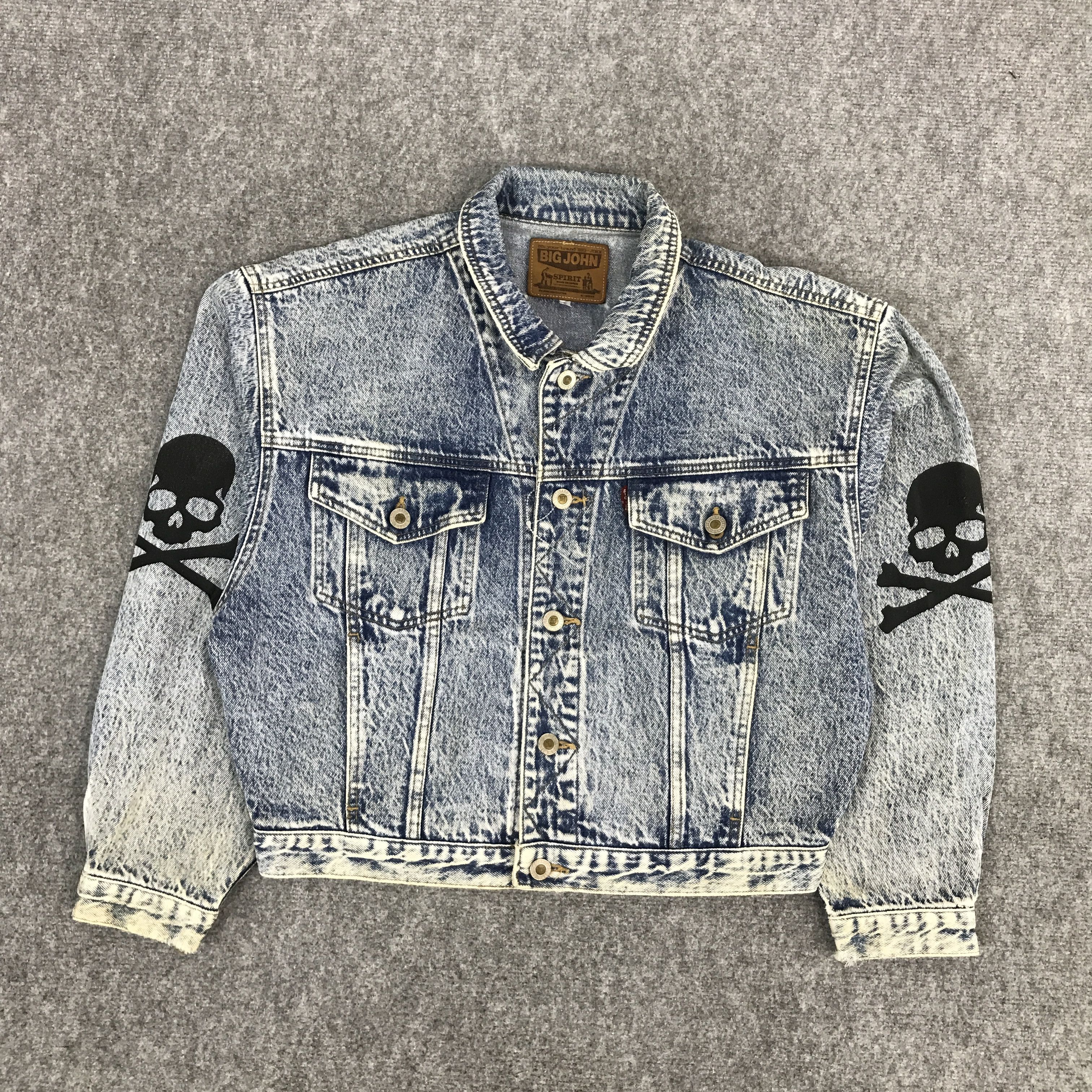 Big John × Vintage BIG JOHN DENIM BUTTON ART SKULL JACKET Size US L / EU 52-54 / 3 - 1 Thumbnail