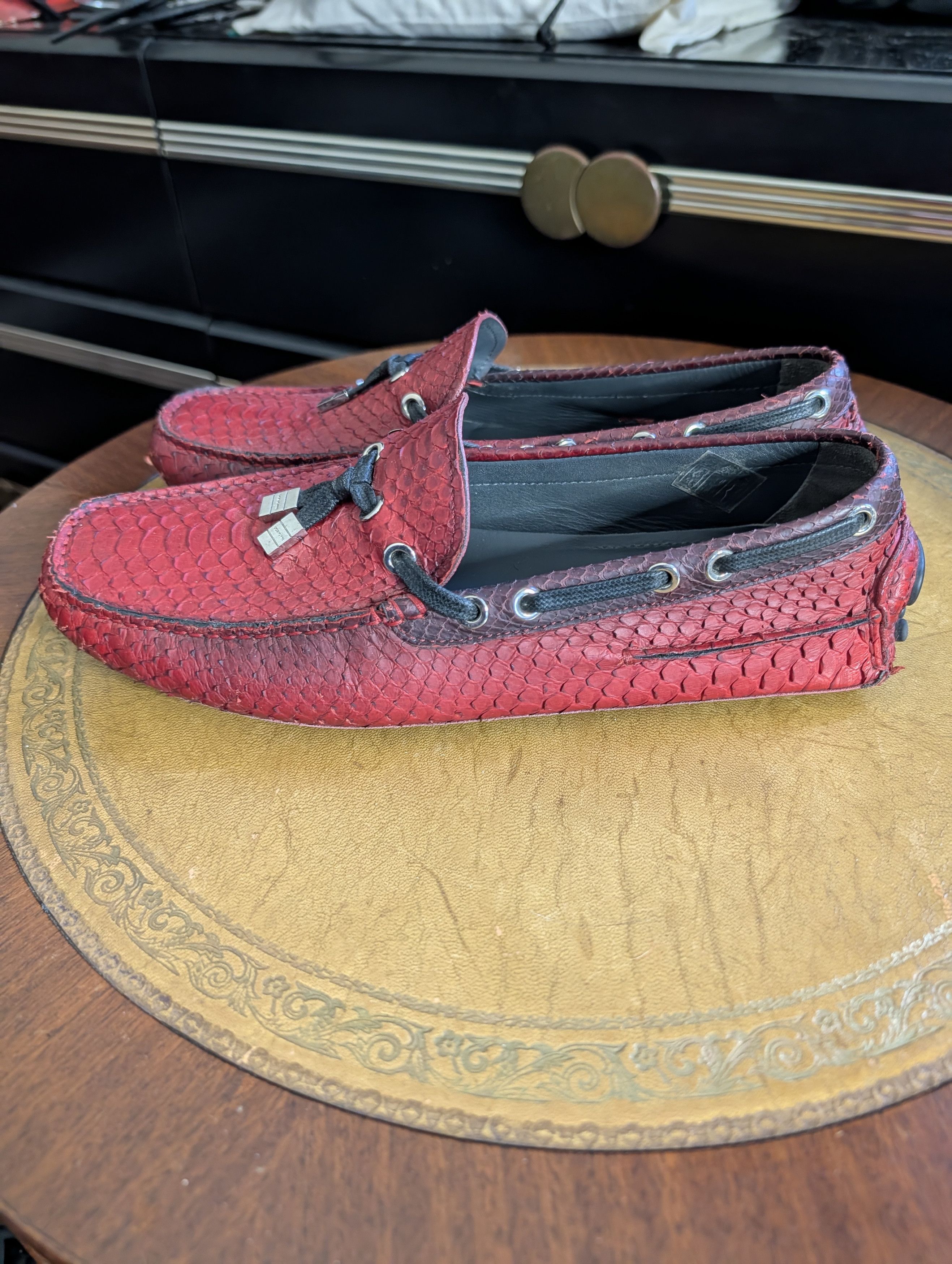 Dior KVA Genuine Python Snakeskin Red Driving Loafers 41 Size US 8 / EU 41 - 6 Thumbnail