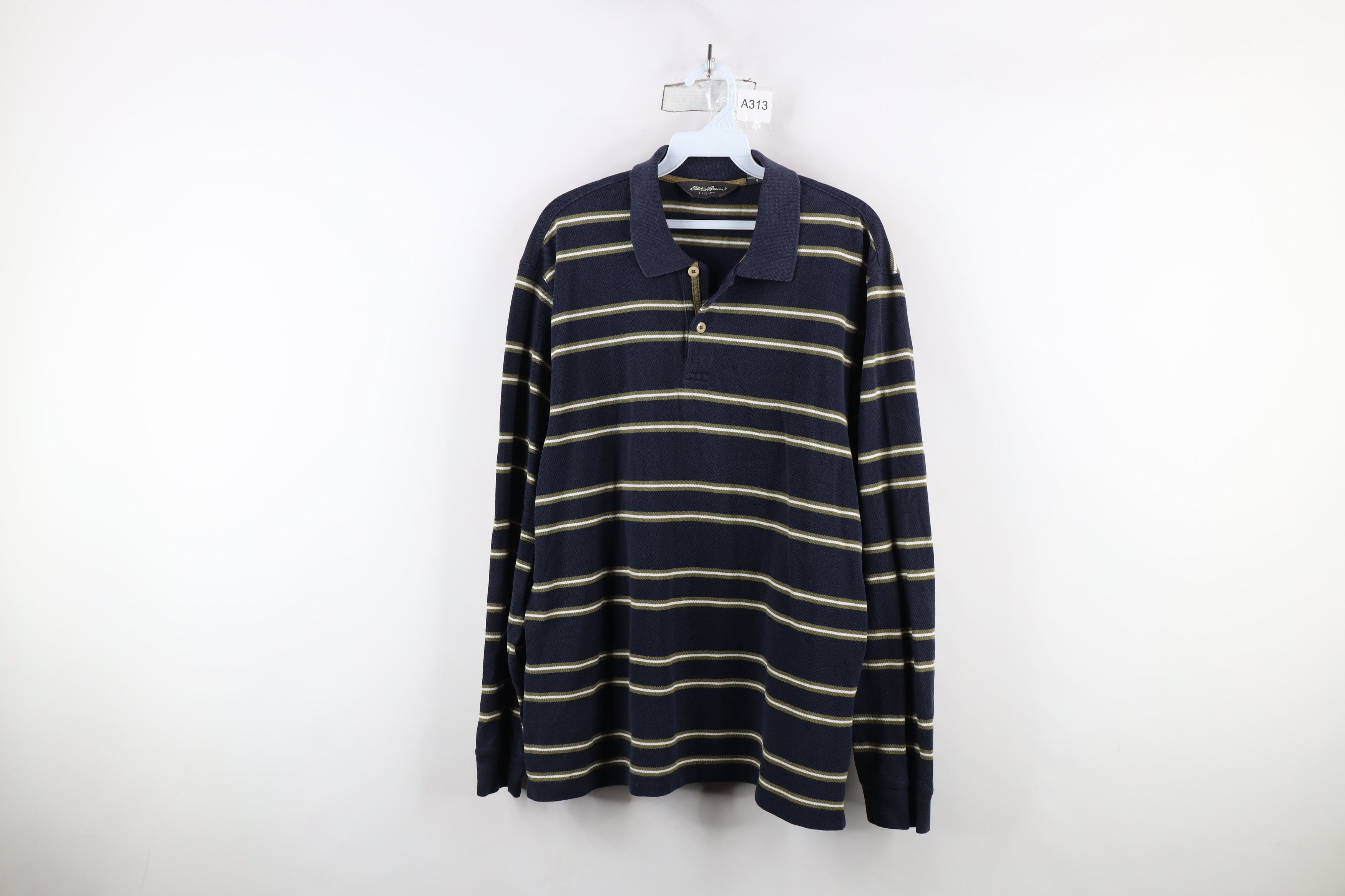 Eddie Bauer × Vintage Vintage 90s Eddie Bauer Thermal Knit Long Sleeve Rugby Polo Size US L / EU 52-54 / 3 - 1 Thumbnail