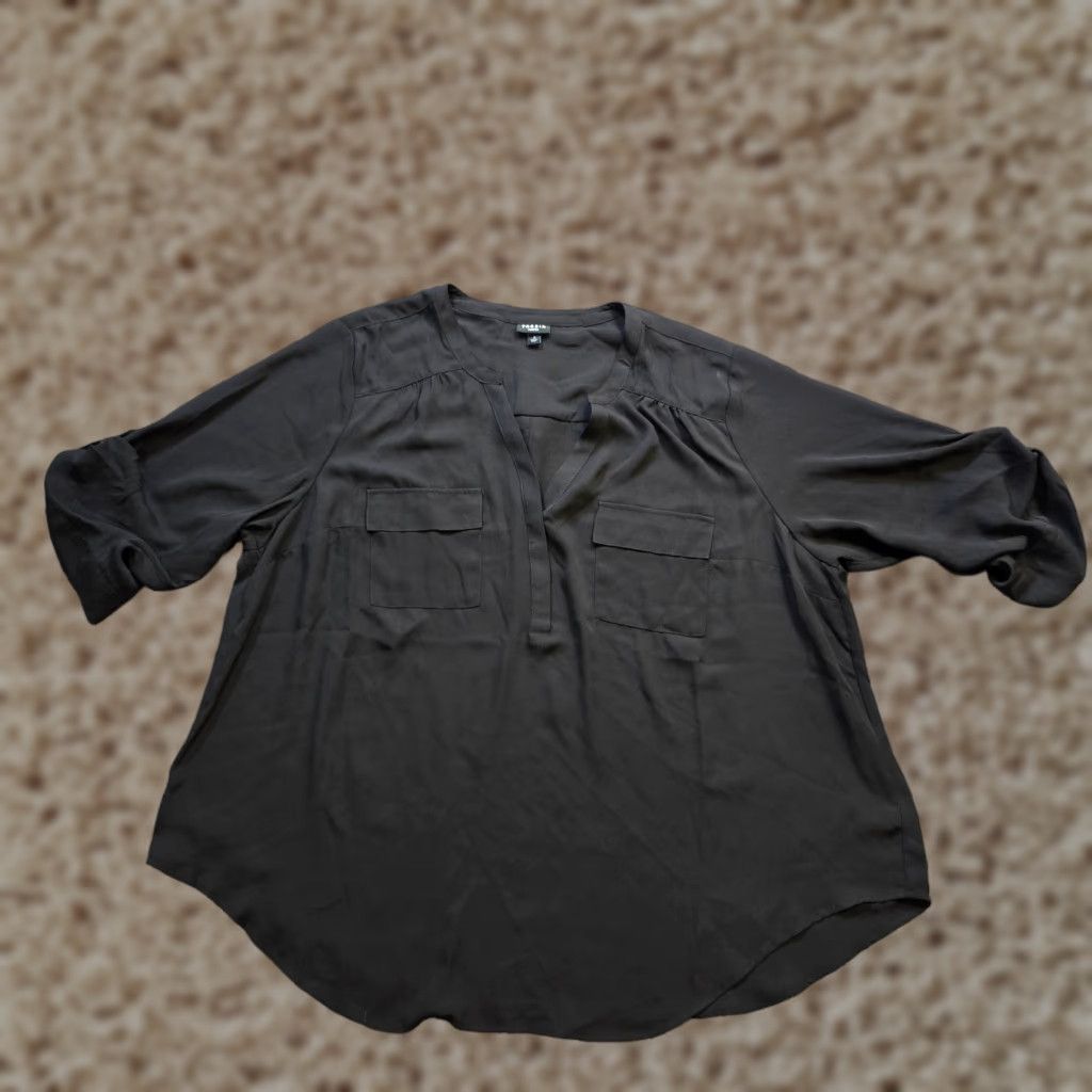 Torrid Torrid Top Womens 3X Black Sheer Harper V Neck Button Career Casual Minimal Blouse Shirt Size XXL / US 16-18 / IT 52-54 - 1 Thumbnail
