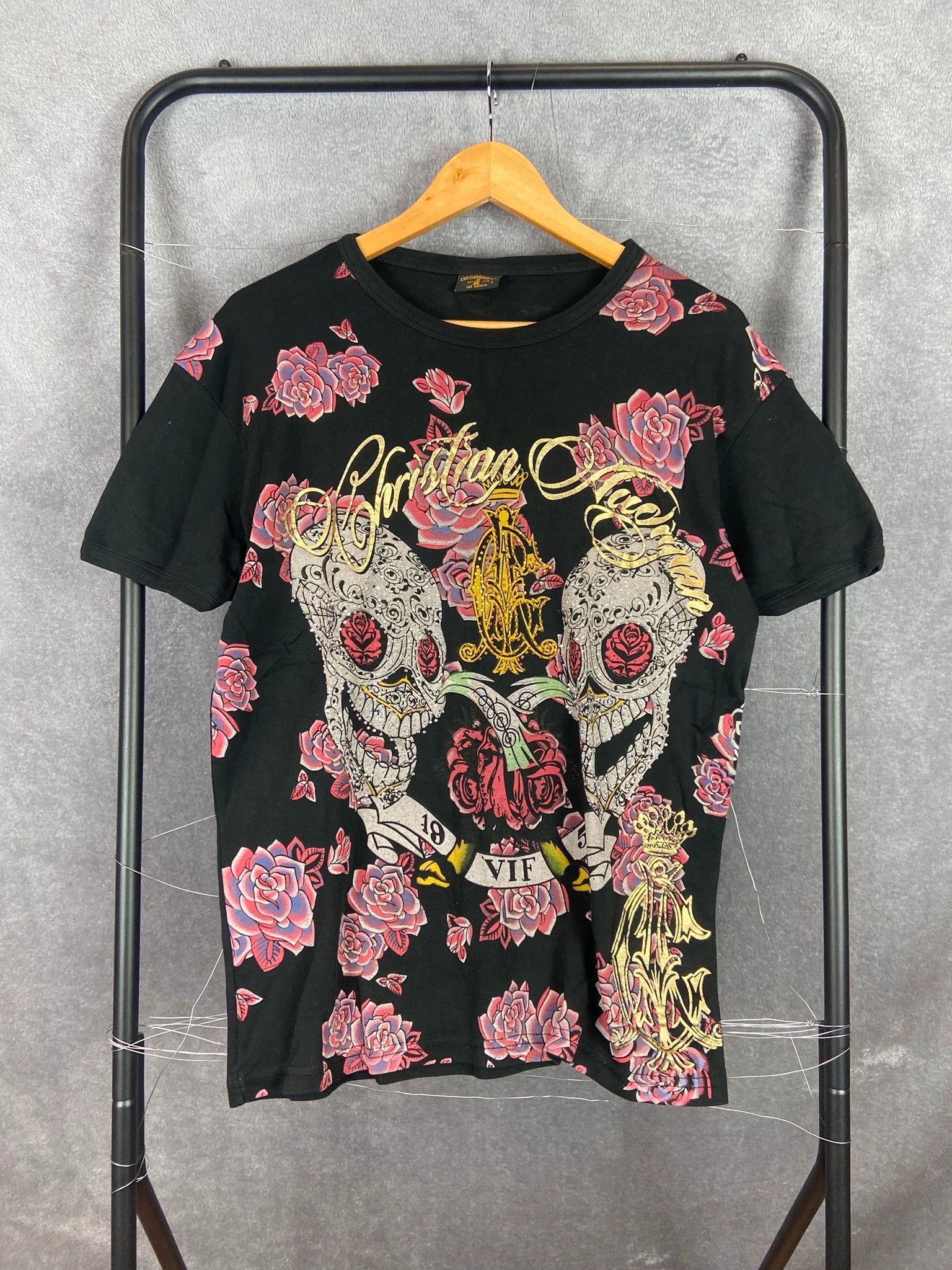 Christian Audigier Christian Audigier All Over Rose Skull Tee Black L Size US L / EU 52-54 / 3 - 1 Thumbnail