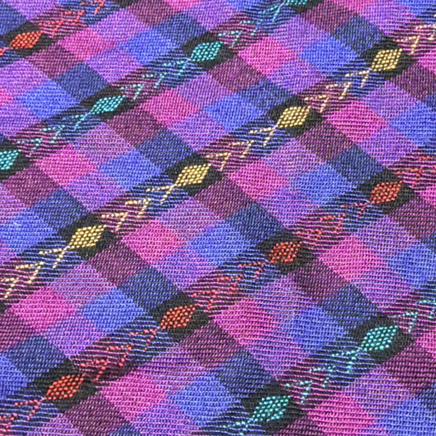 Triangl VINTAGE OLIVER PEASE Shawl/Wrap Triangle Scarf Women 66” 28” Purple Pink Blue Geometric Checkered Fringe Tasseled Bohemian 80s 90s Nylon Rayon-Blend Size ONE SIZE - 5 Thumbnail