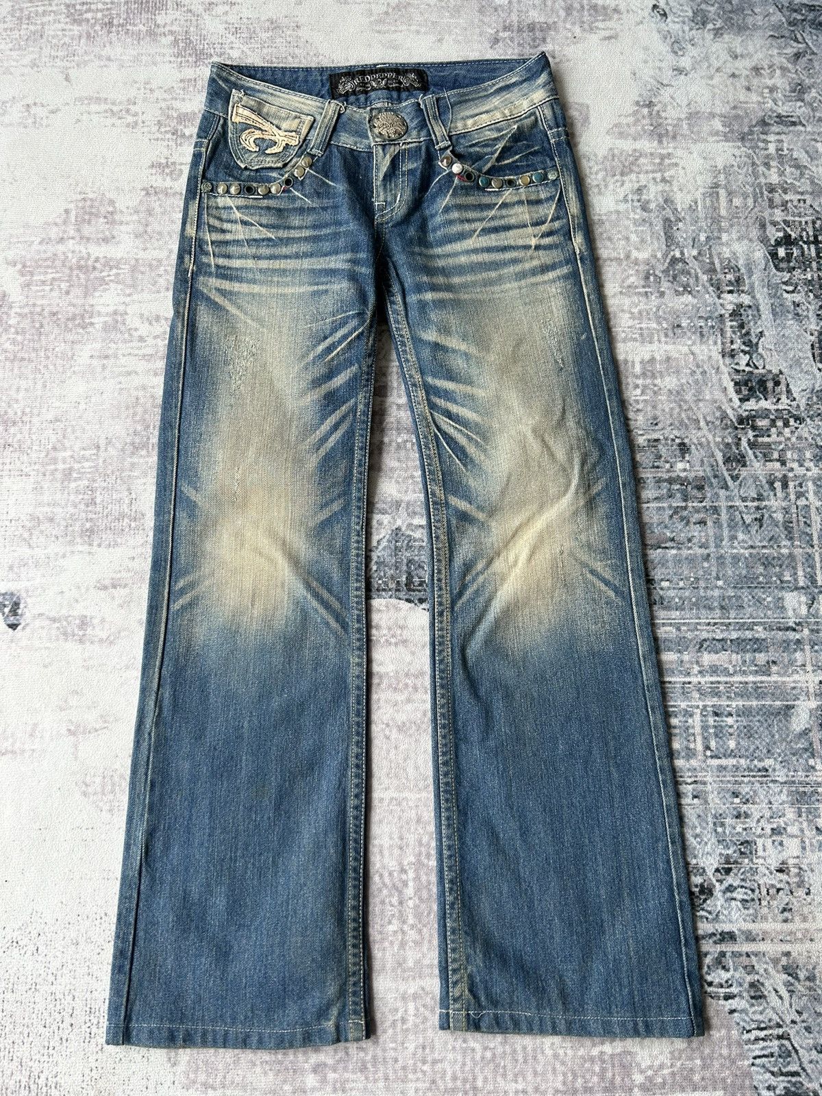 Ed Hardy Y2k Red Pepper Embroidery Punk Style Jeans Size US 28 / EU 44 - 3 Thumbnail