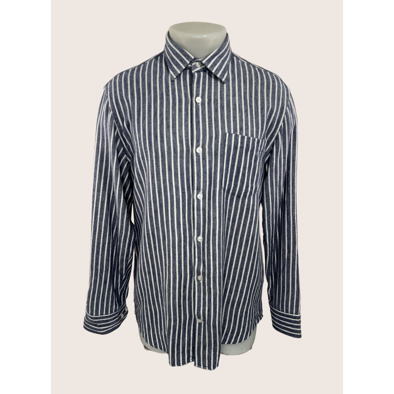 NN07 NN07 ERRICO Mens M / L Soft Flannel Striped Shirt Button-Up Blue / White XL - NS Size US XL / EU 56 / 4 - 1 Thumbnail