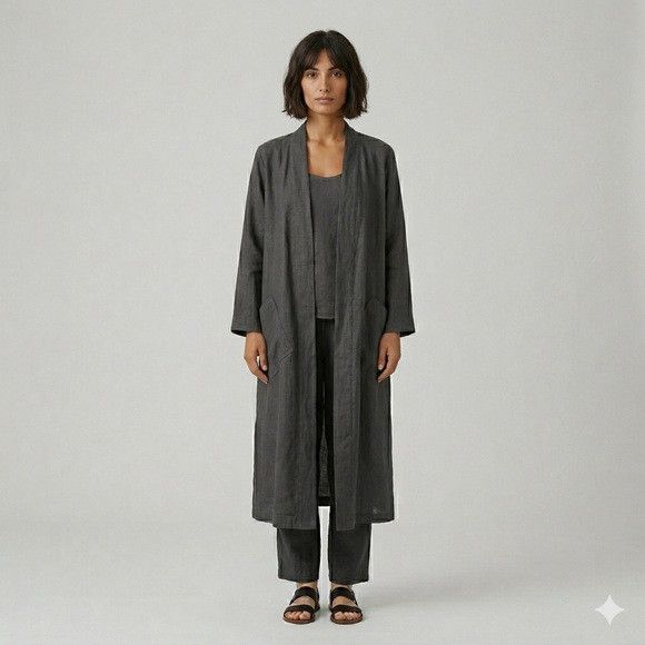 Nomad Nomad The Label Linen Kimono Robe - S/M, 100% French linen! Size ONE SIZE - 1 Thumbnail